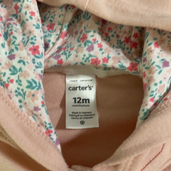 Carter’s baby girl hoodie set pink and floral 12m - Picture 5 of 9